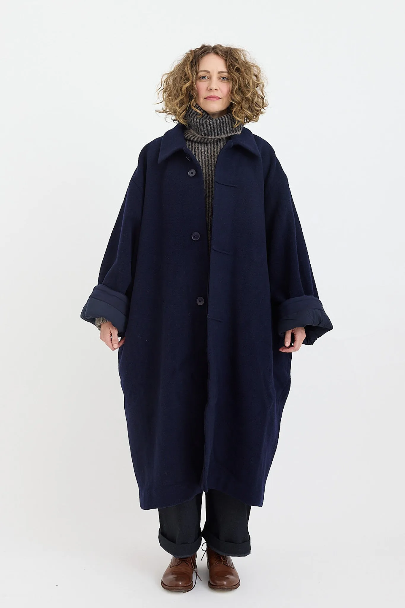 7115 by Szeki - Cuffed Wool Coat