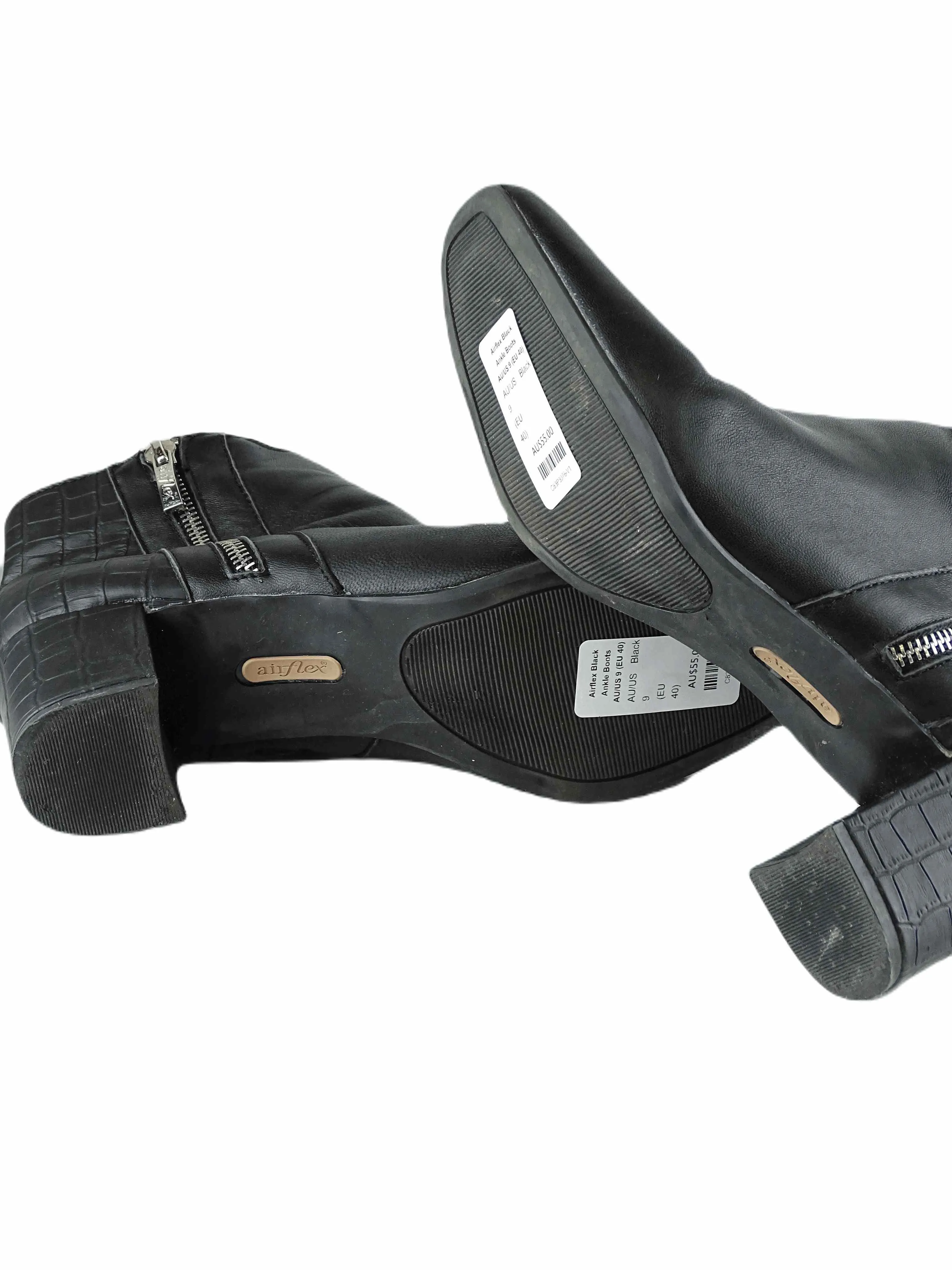 Airflex Black Ankle Boots AU/US 9 (EU 40)