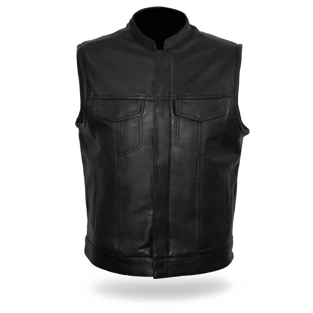 BLACK FIM689NOC | Sharp Shooter - Men's Motorcycle Leather Vest