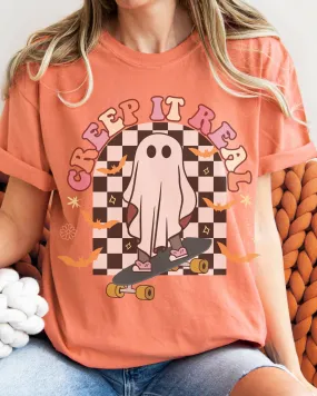 Creep It Real Halloween Comfort Colors® T-Shirt, Women's Vintage Design Tee, Retro Inspired T-Shirt