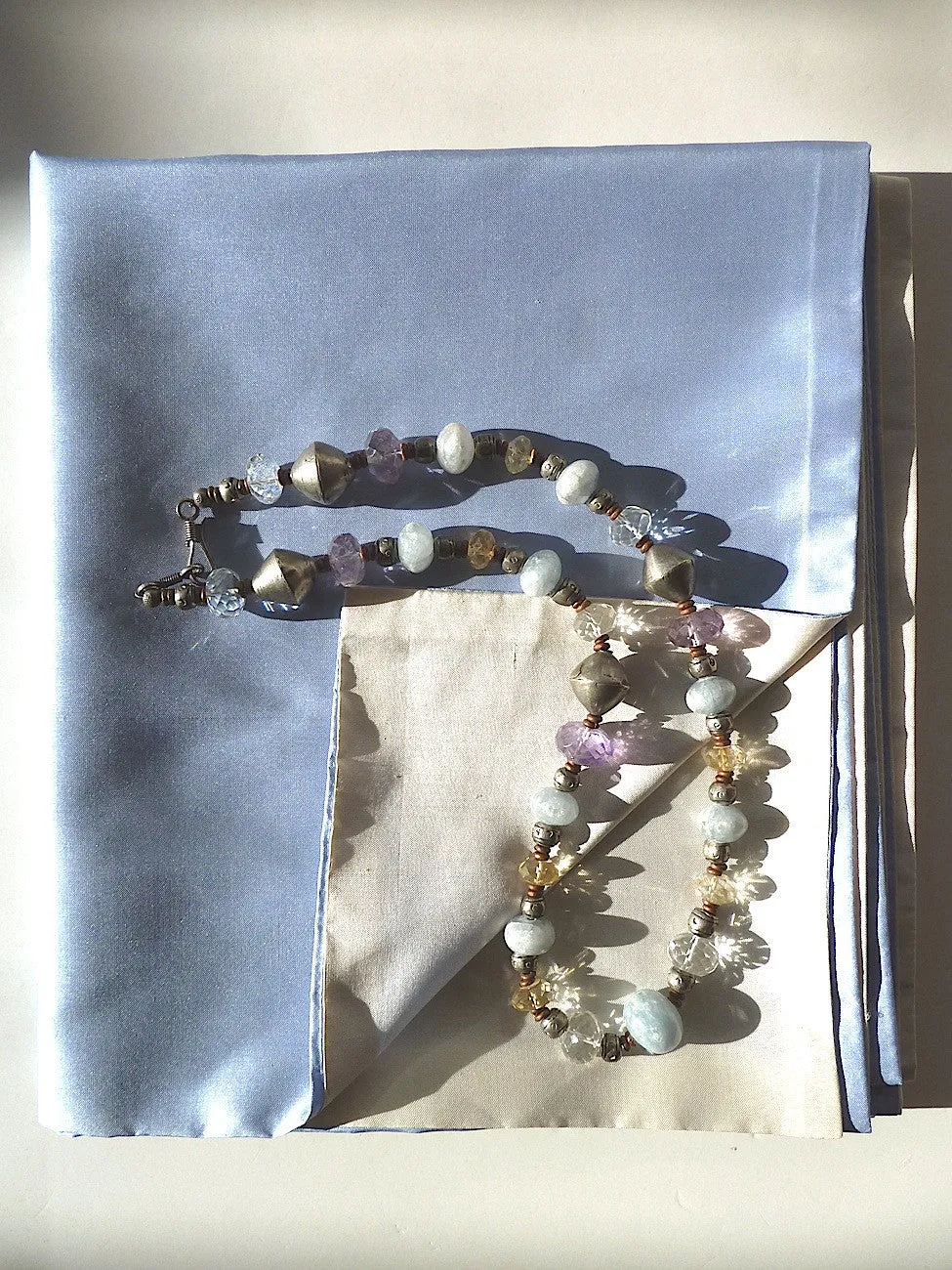Double Sided Evening Shawl Powder Blue Pearl