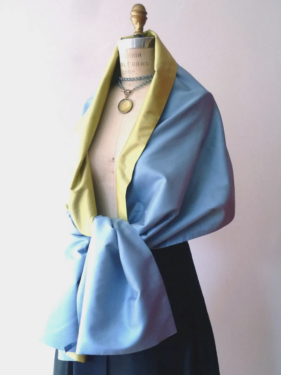 Double Sided Evening Shawl Powder Blue Pearl
