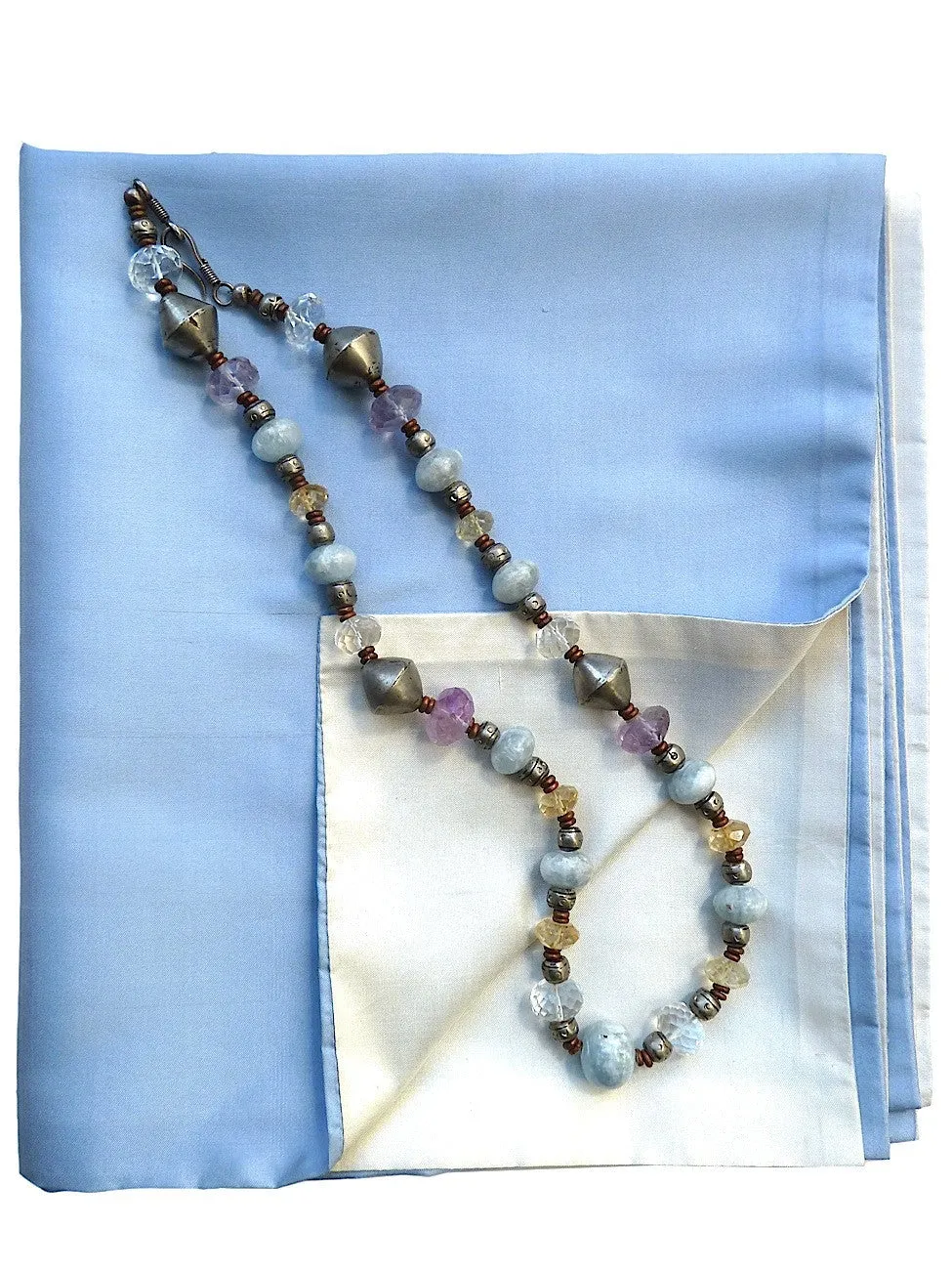 Double Sided Evening Shawl Powder Blue Pearl