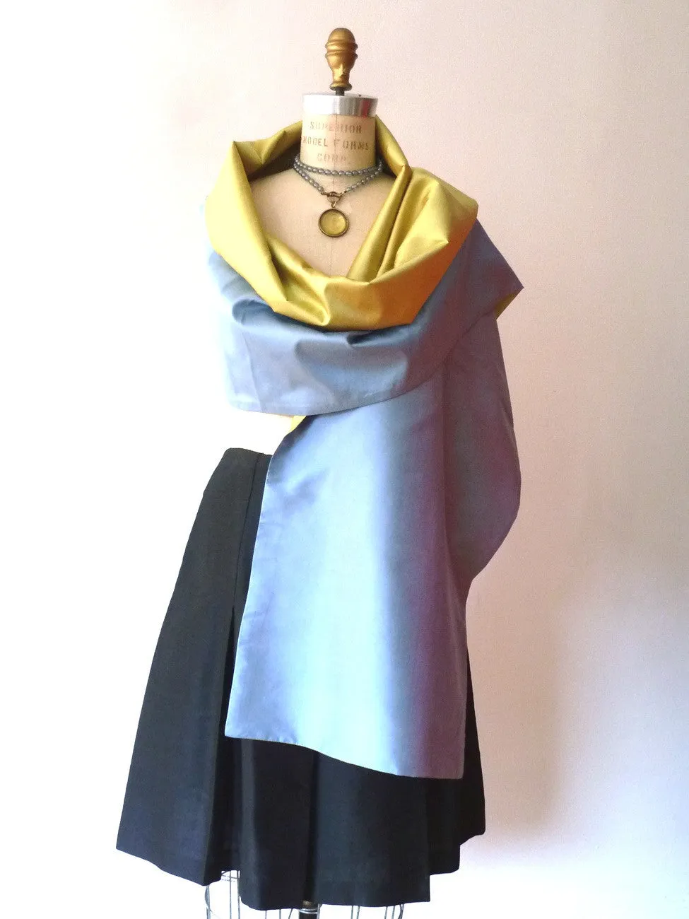 Double Sided Evening Shawl Powder Blue Pearl