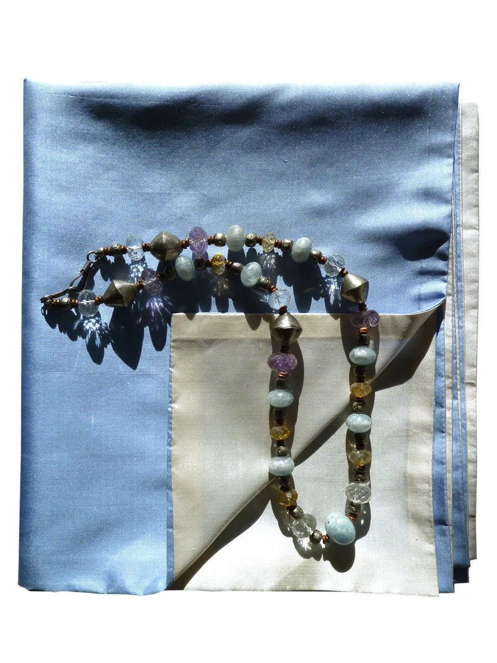 Double Sided Evening Shawl Powder Blue Pearl