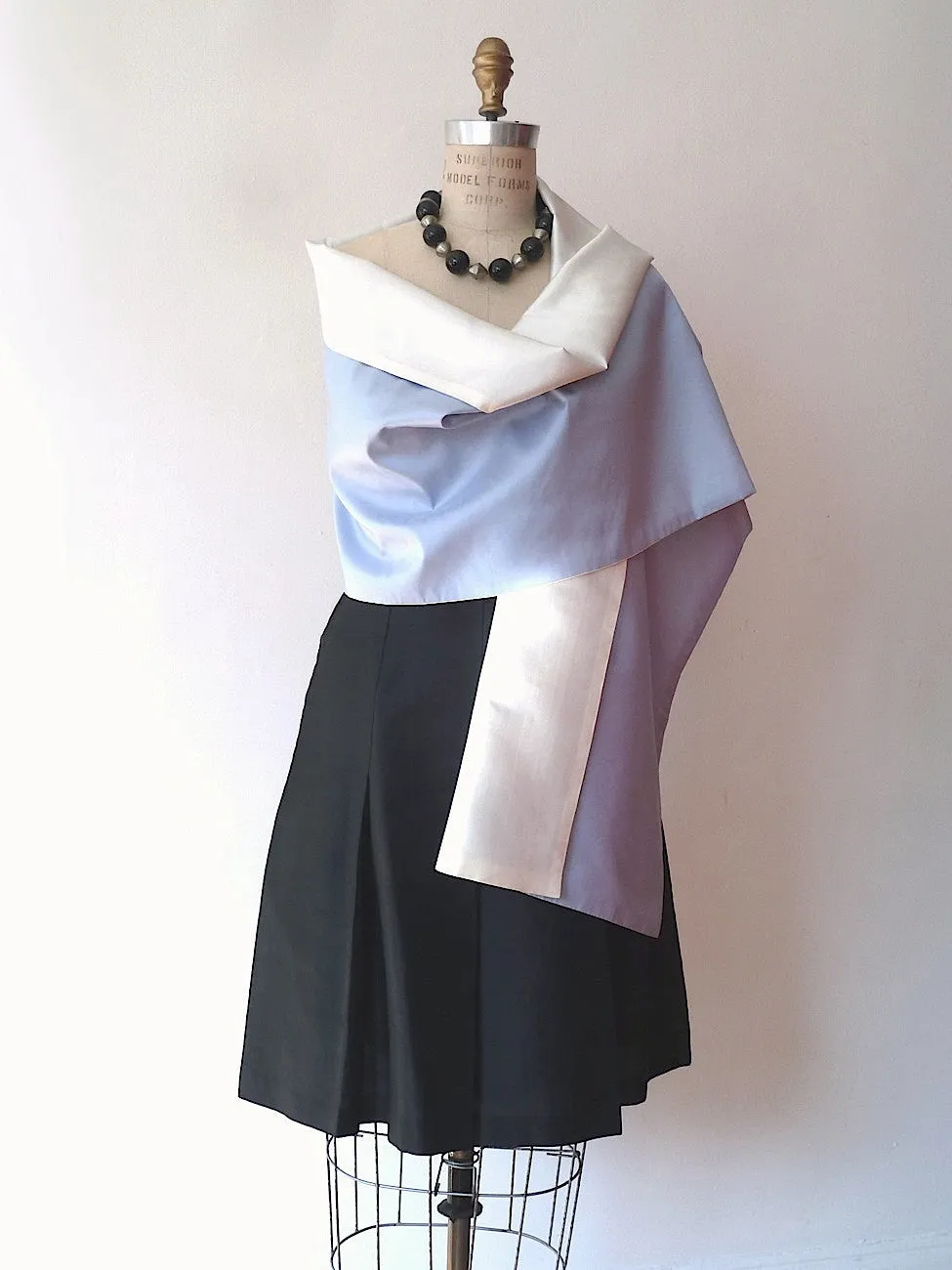 Double Sided Evening Shawl Powder Blue Pearl