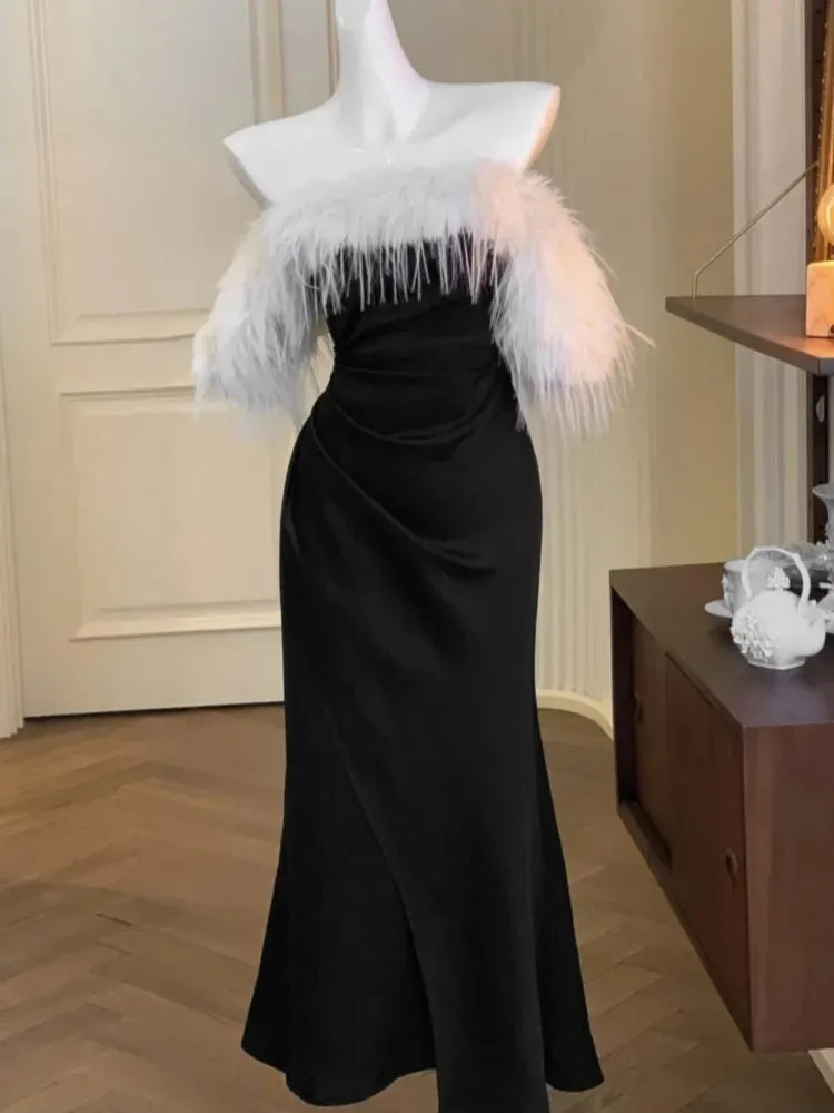 Fashionkova France Vintage Luxury Wedding Formal Occasion Dresses for Women Autumn New Sexy Bodycon Bandage Party Dress Prom Robe Vestidos