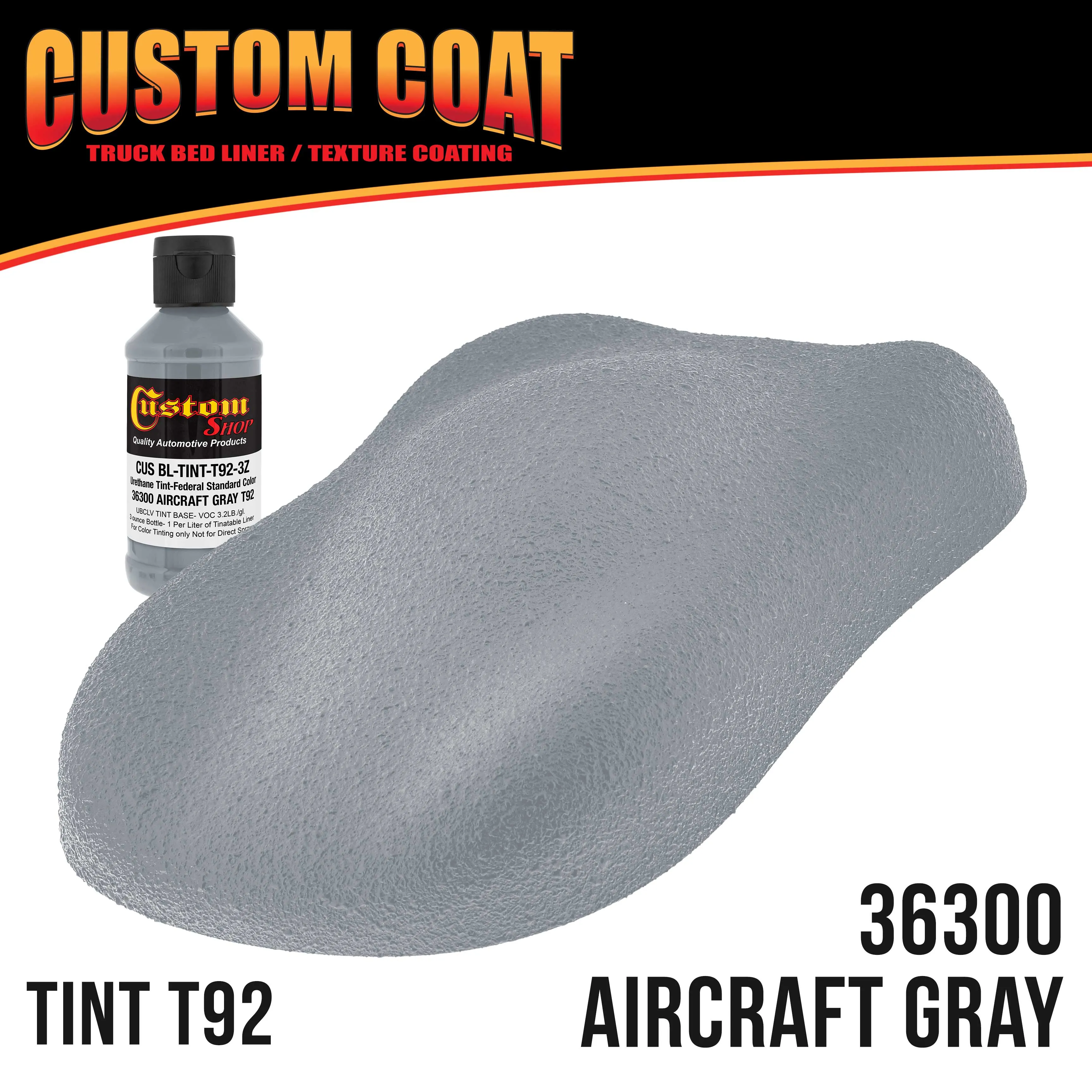 Federal Standard Color #36300 Aircraft Gray T92 Urethane Roll-On, Brush-On or Spray-On Truck Bed Liner, 1 Gallon Kit with Roller Applicator Kit