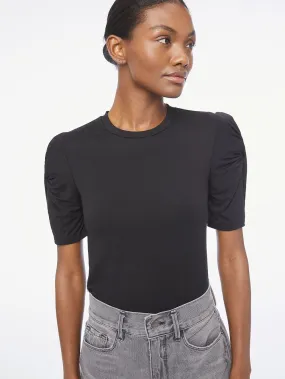 Frame - Twisted Sleeve Top in Noir