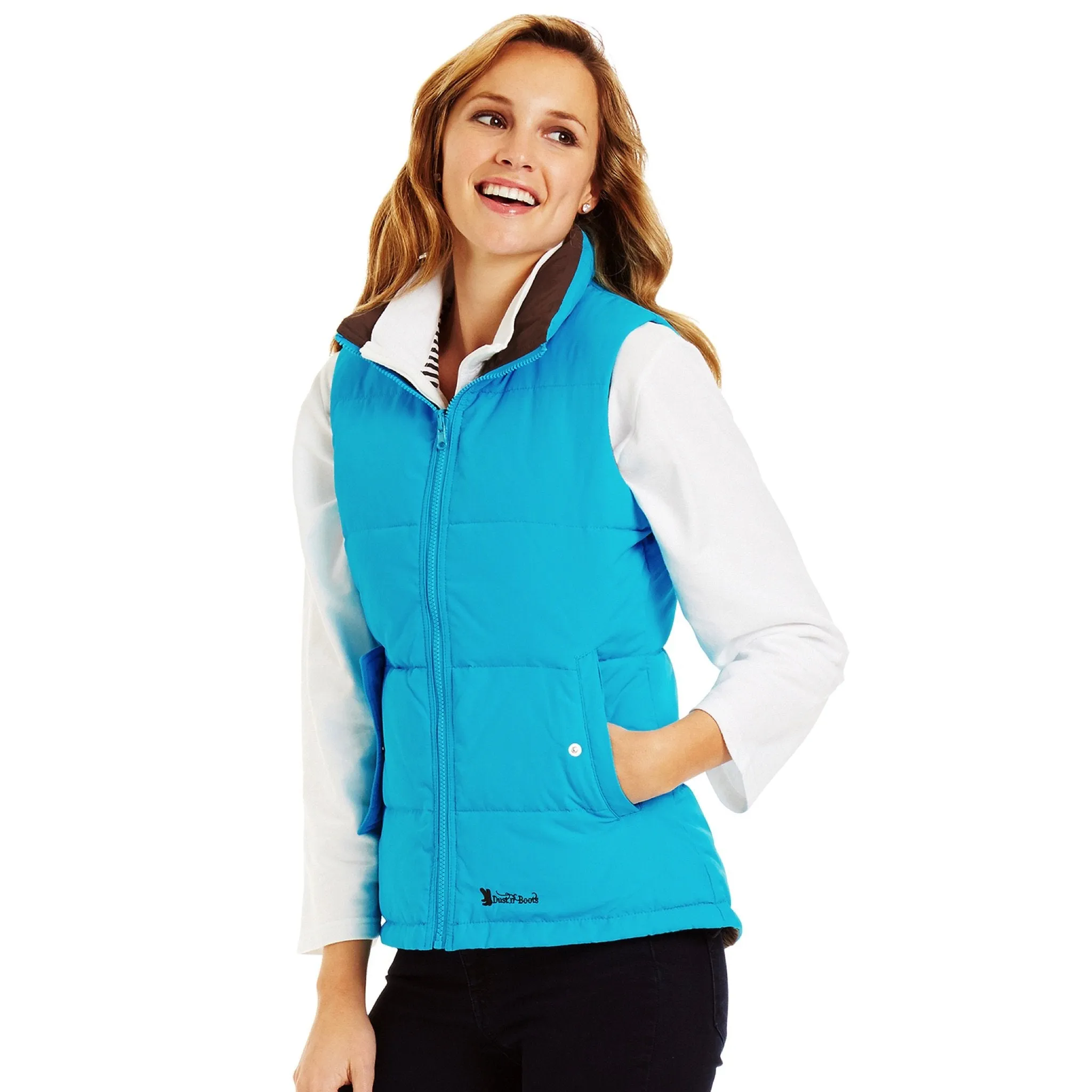 Ladies Aqua/Chocolate Reversible Vest