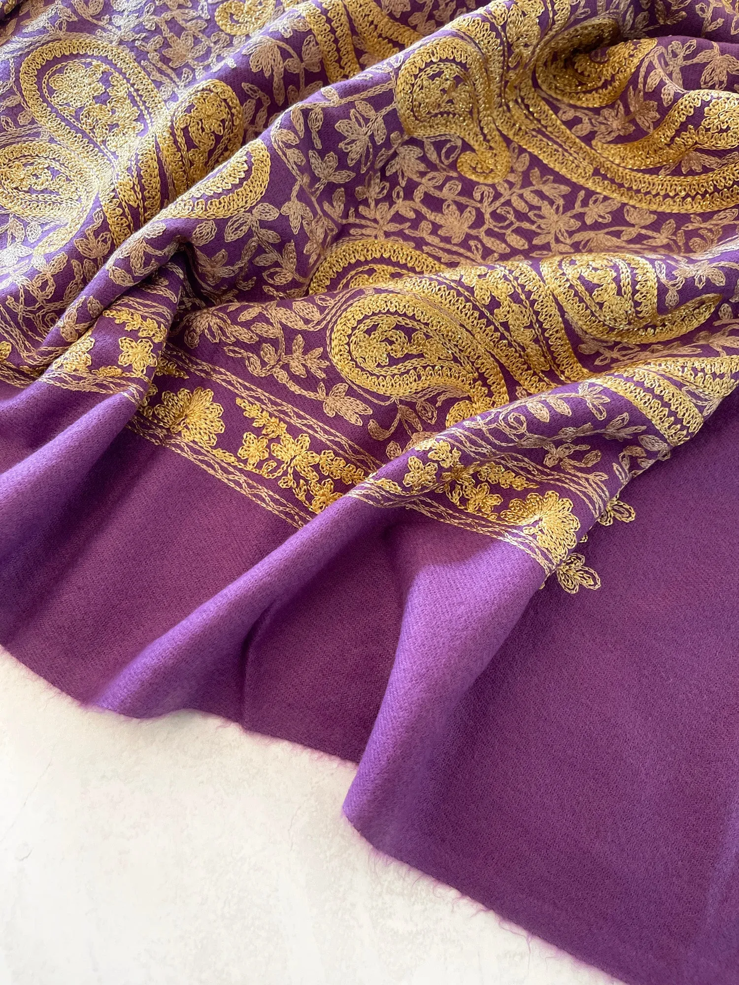 LARGE PURPLE PAISLEY CASHMERE COTTON BLEND WINTER SHAWL BLANKET SCARF