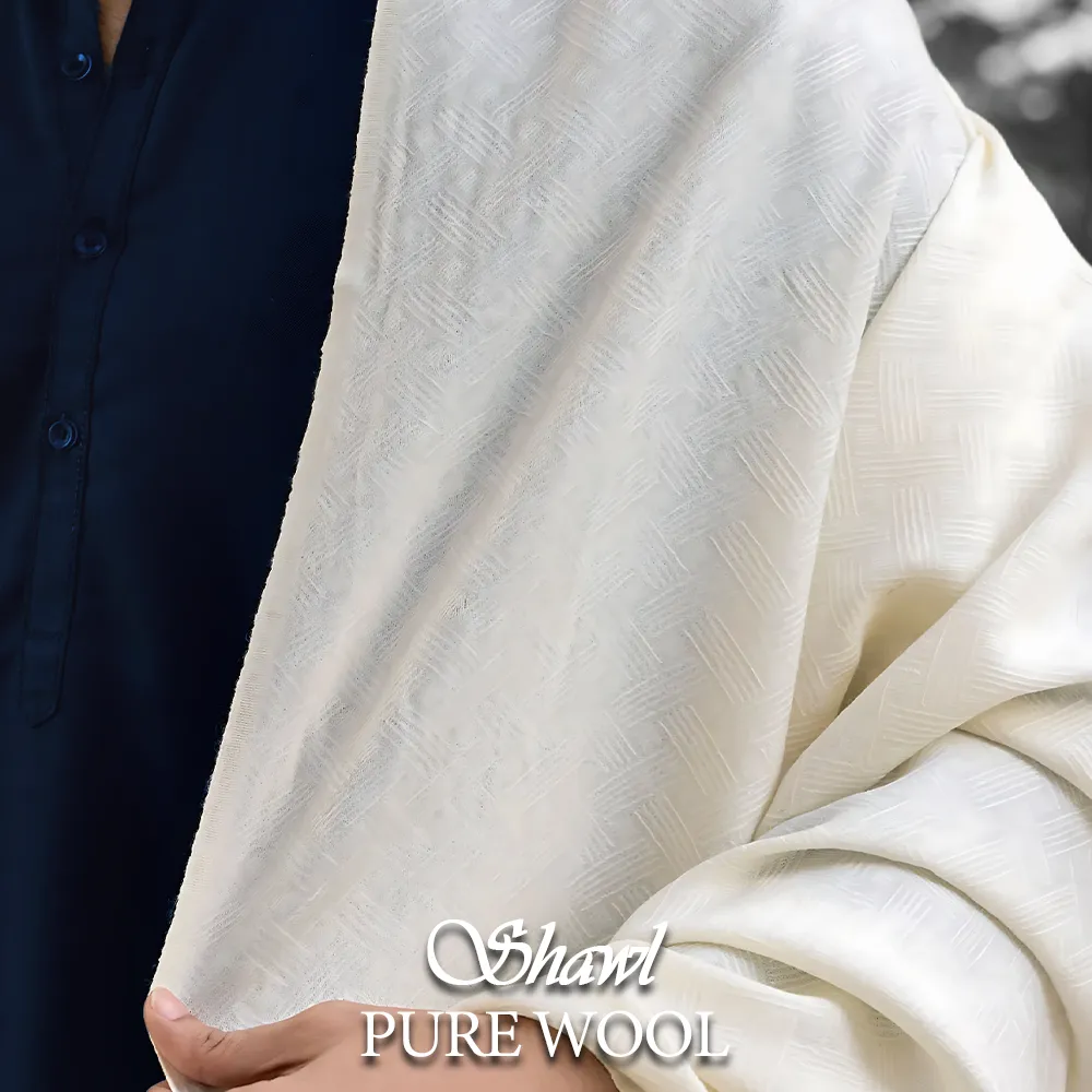 Libas-e-Andalus Pure Wool Shawl (Pearl White)
