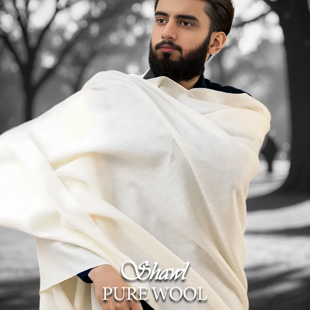 Libas-e-Andalus Pure Wool Shawl (Pearl White)