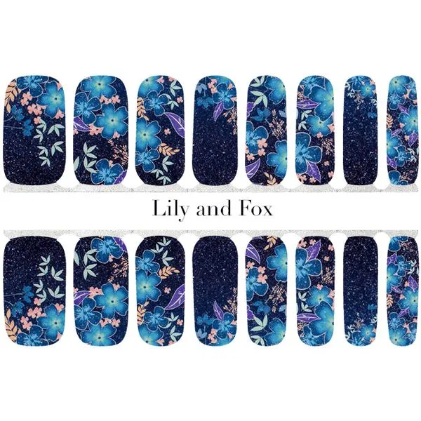 Lily And Fox - Nail Wrap - Midnight Hibiscus