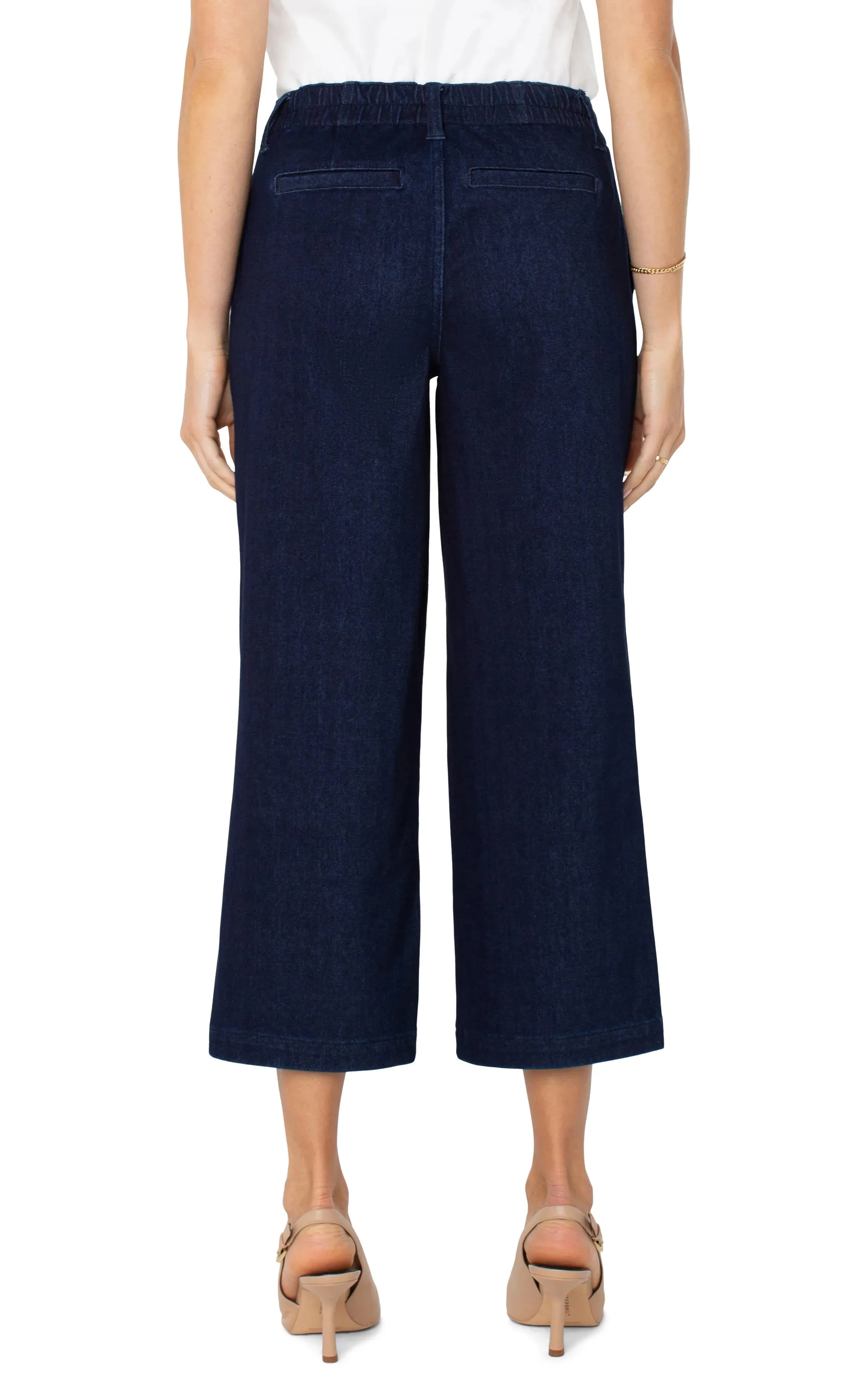 Liverpool Wide Leg Denim Cargo Crop Indigo Rise