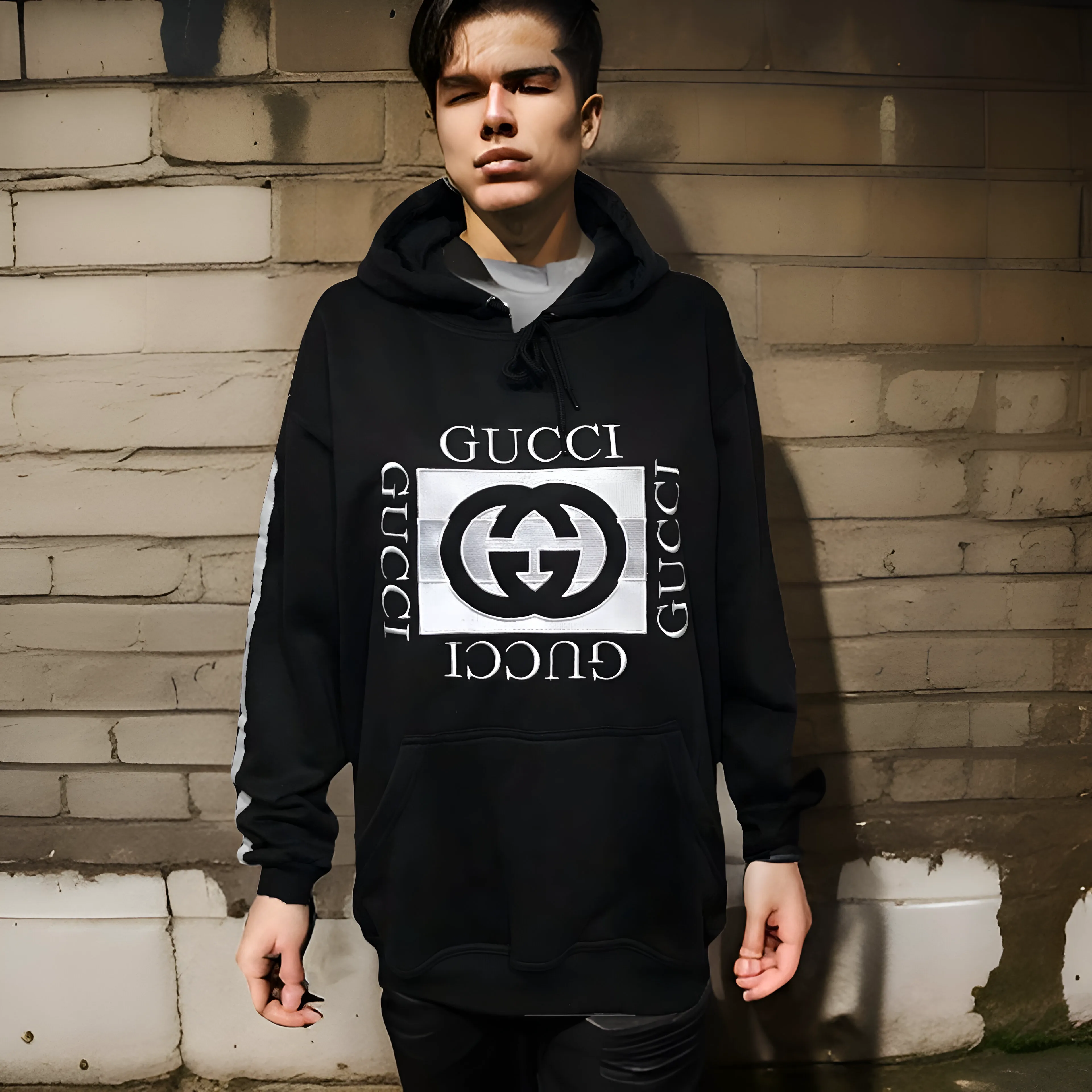 ^LUXURY^ (BLACK) ITALIAN EMBROIDERED PULLOVER HOODIES