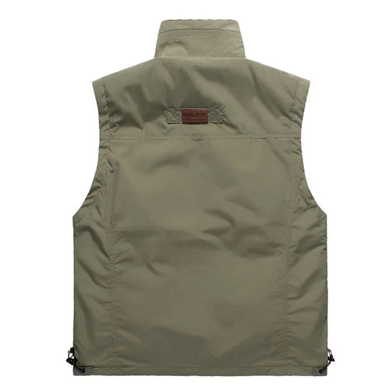 Mens Vests Quick Dry Breathable Multi Pocket Mesh Vest Sleeveless Jackets Man Outwear Fishing Waistcoats Brand Clothing