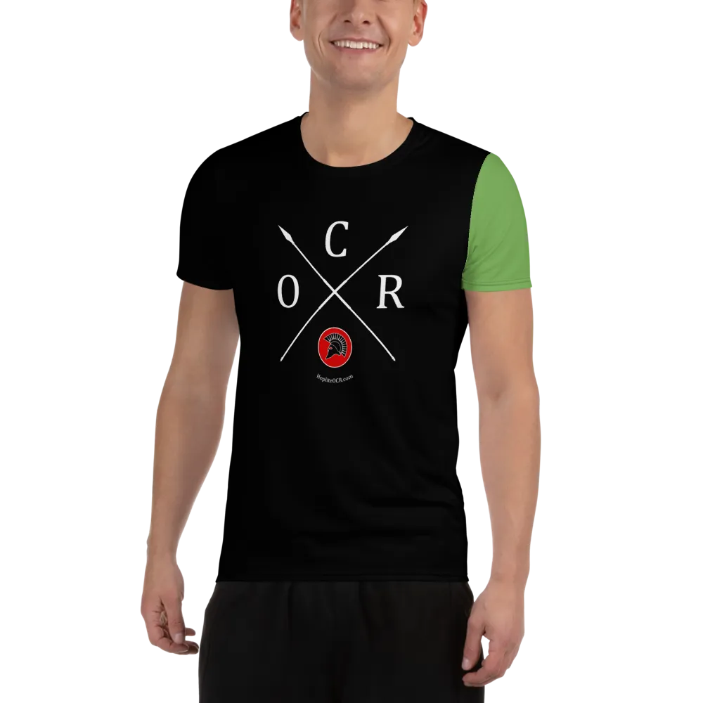 Obstacle Course Racing Tech Short Sleeve Shirt, Green Sleeve