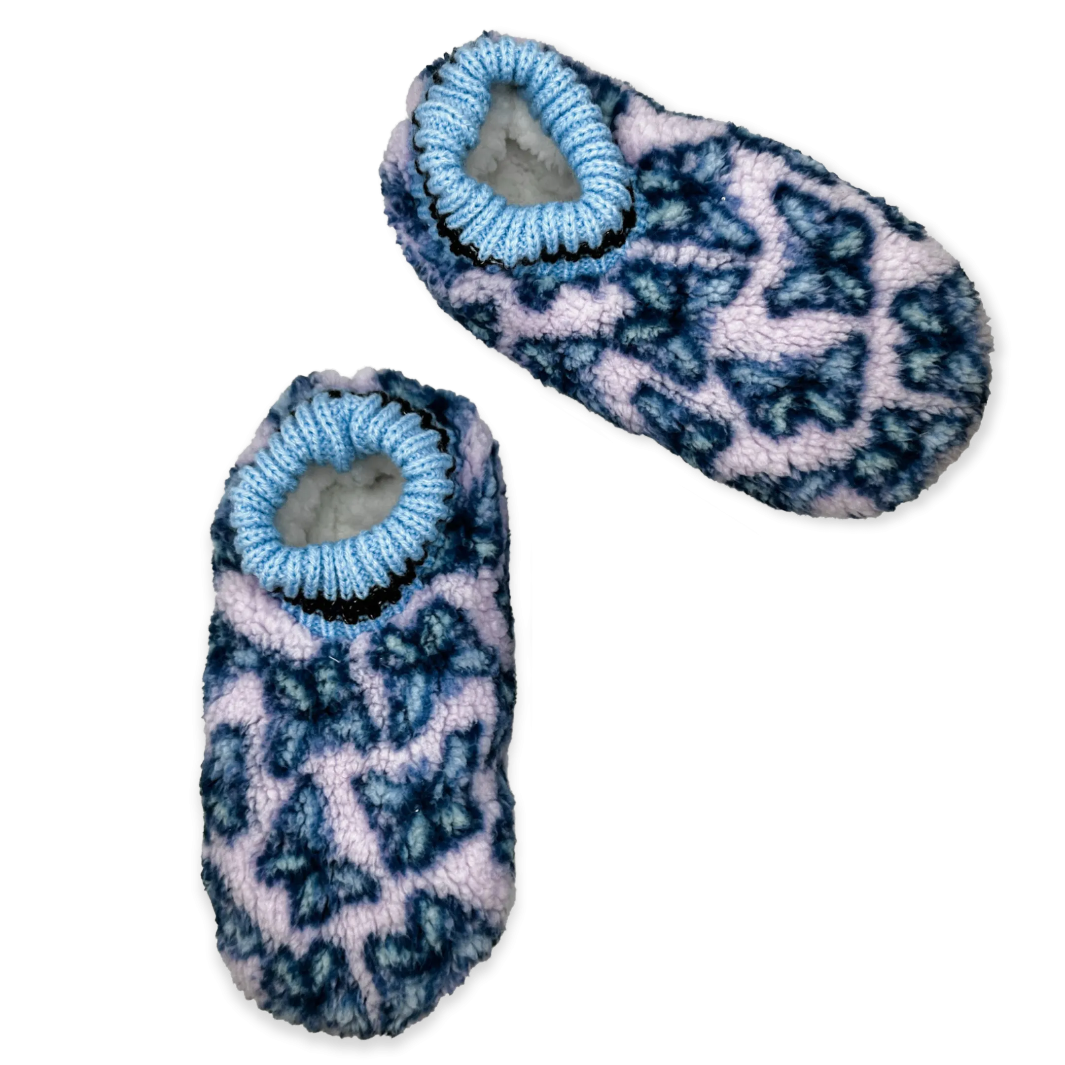 Pastel Butterflies Footable Fuzzy Babba Slipper Slipper Sock
with Black Stripe Cuff
