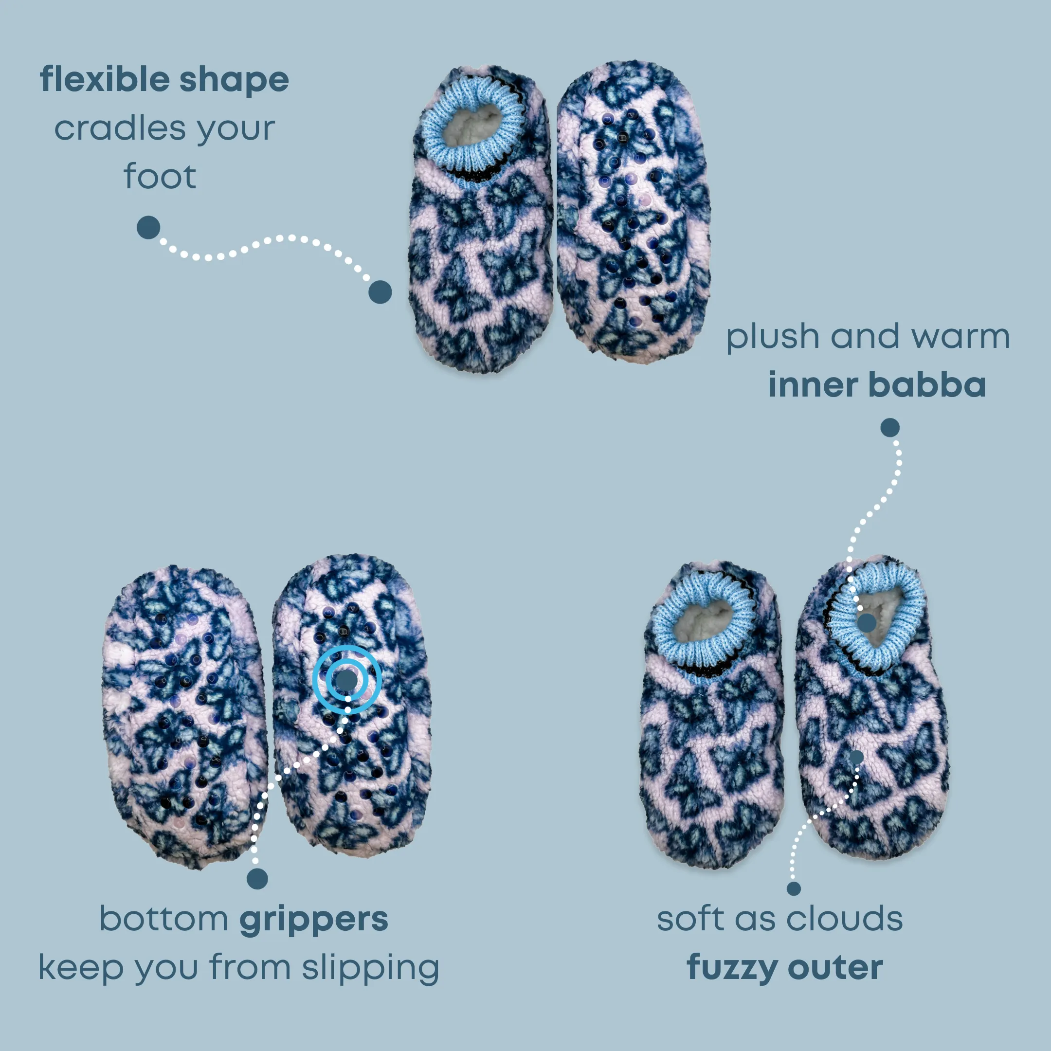Pastel Butterflies Footable Fuzzy Babba Slipper Slipper Sock
with Black Stripe Cuff