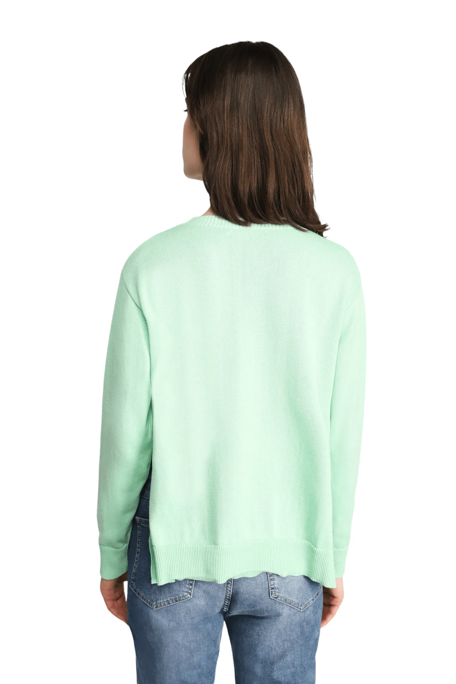 Please water asymmetrical bottom hem pullover