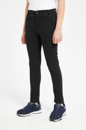 Senior Boys Black Basic Casual Trousers
