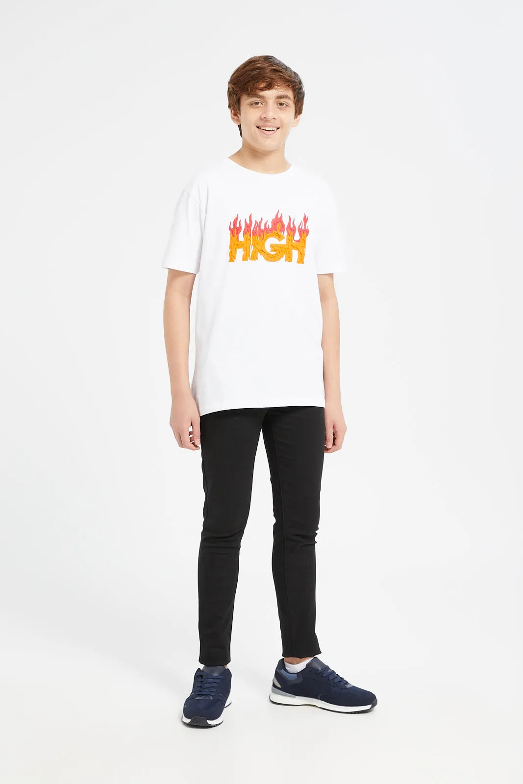 Senior Boys Black Basic Casual Trousers