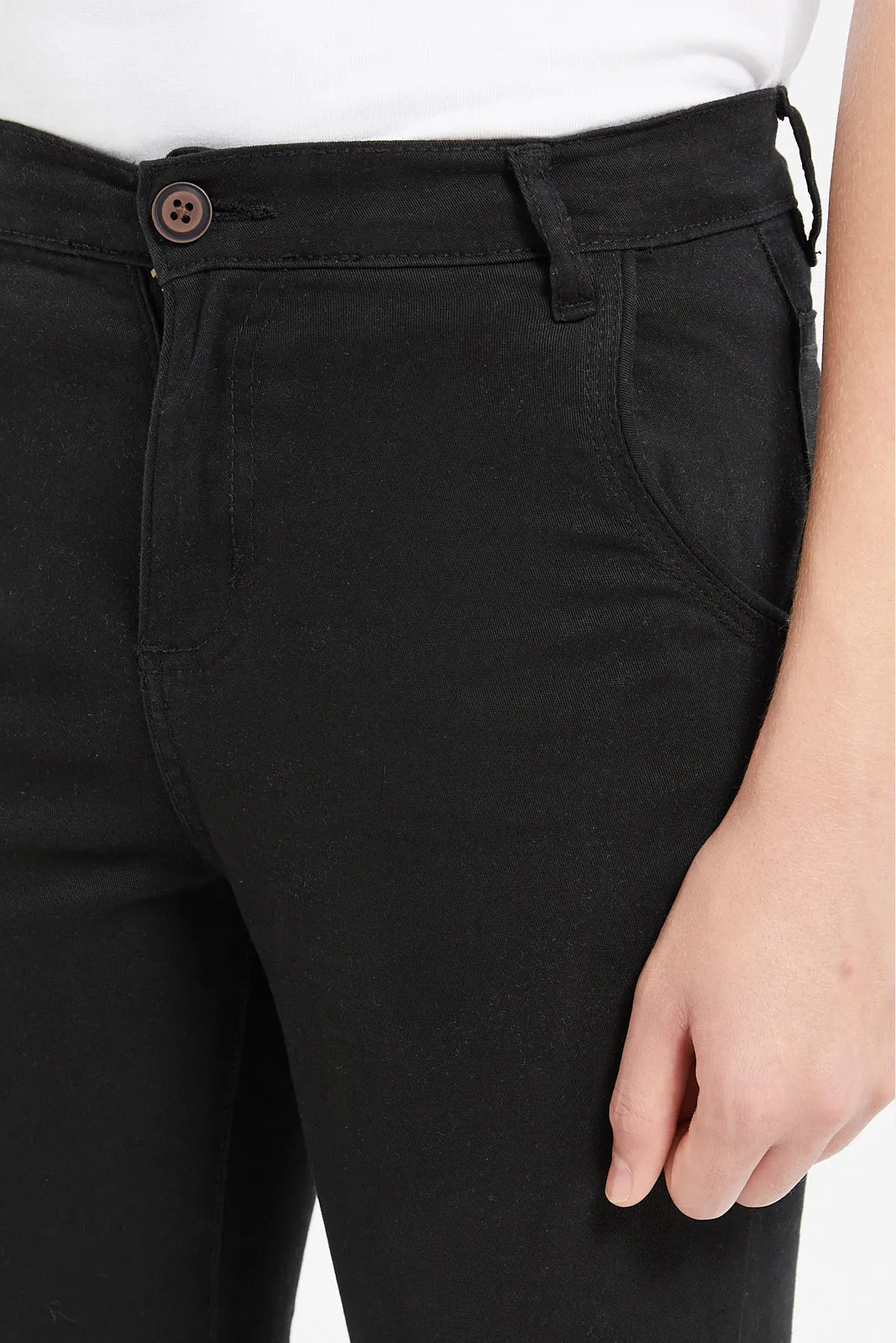 Senior Boys Black Basic Casual Trousers