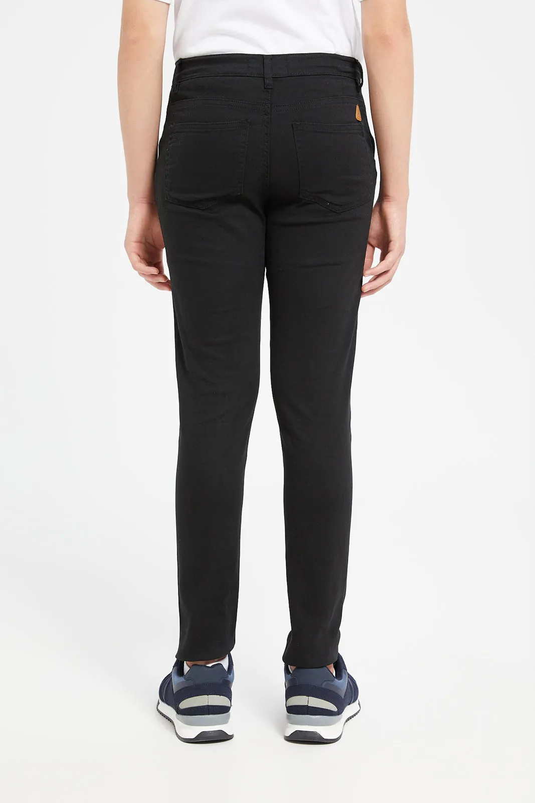 Senior Boys Black Basic Casual Trousers