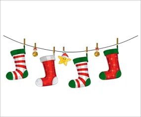 Shree Decor Santa's Hanging Socks on a Rope