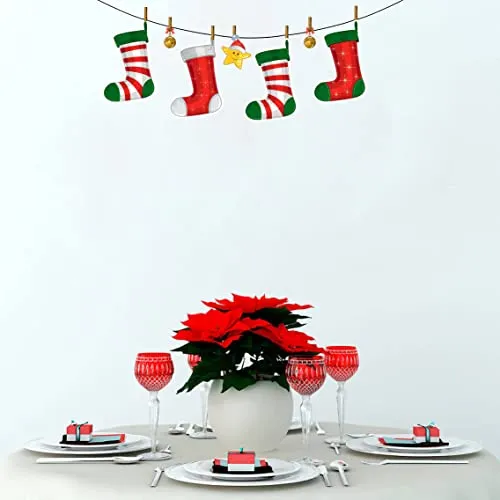 Shree Decor Santa's Hanging Socks on a Rope