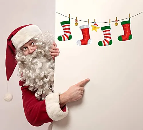 Shree Decor Santa's Hanging Socks on a Rope