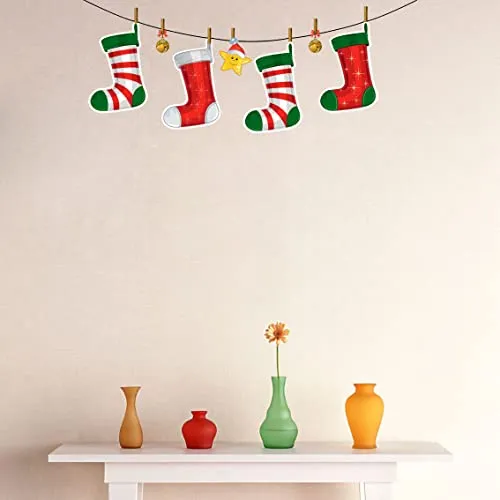 Shree Decor Santa's Hanging Socks on a Rope