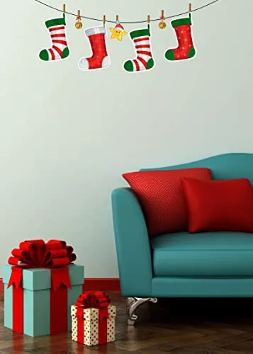 Shree Decor Santa's Hanging Socks on a Rope