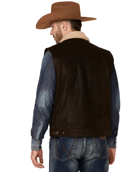 Sidran Cripple Creek Men's Mocha Lightweight Snap-Front Leather Vest