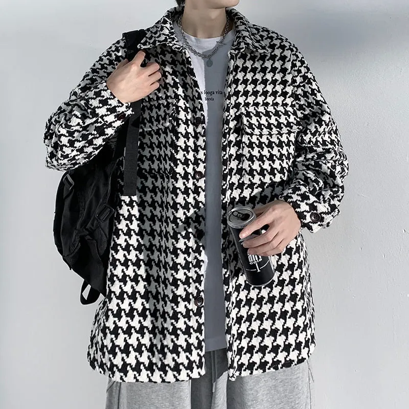 Spring Autumn Casual Premium Heavy Shirts Men Solid Loose Long Sleeve Shirts Male Hip Hop Thick Korean Man Woolen Coat New