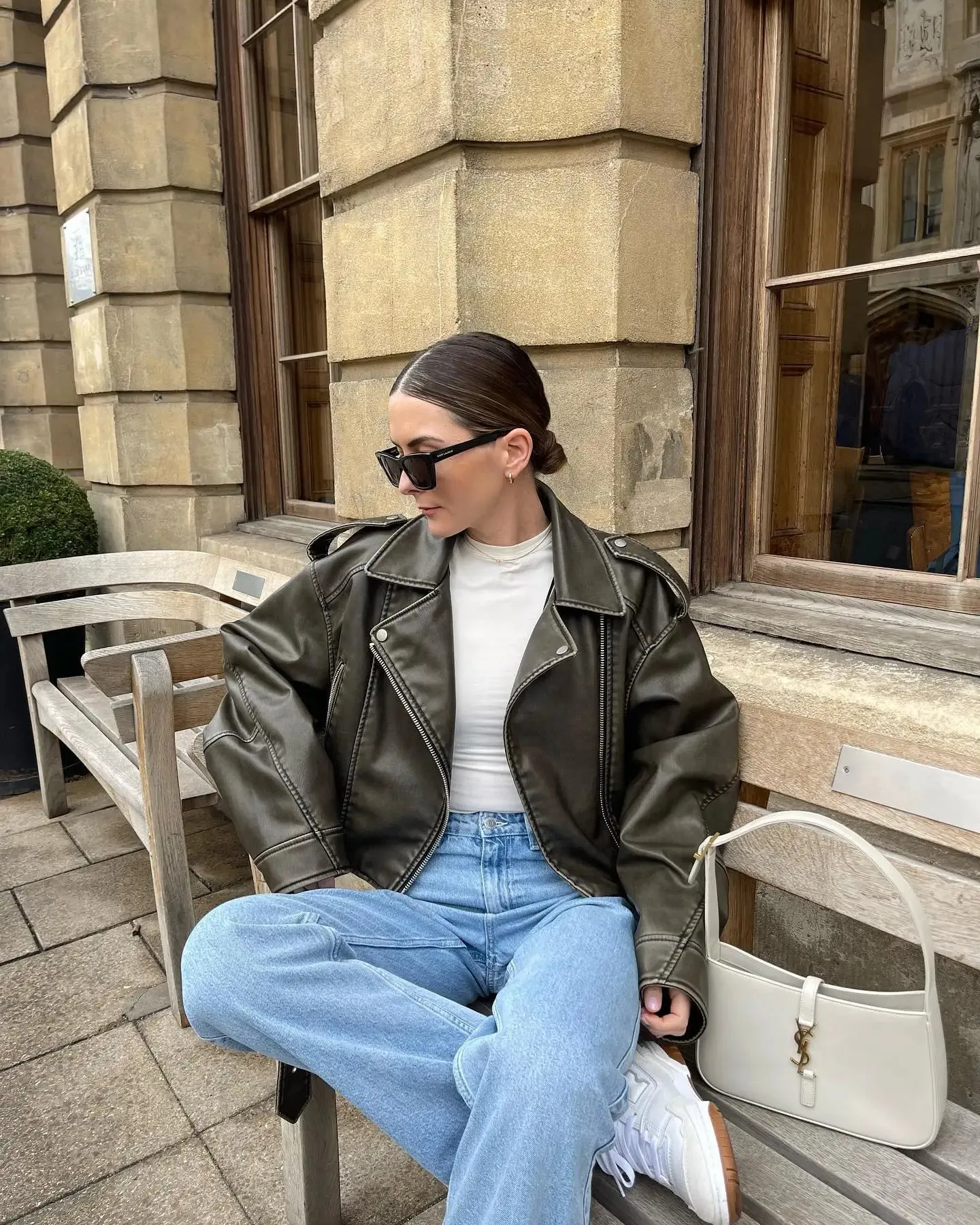 Suninheart Spring Autumn Women Faux Pu Leather Short Jacket with Belt Motorcycle Biker Female Zipper Lapel Loose Coat Outwear