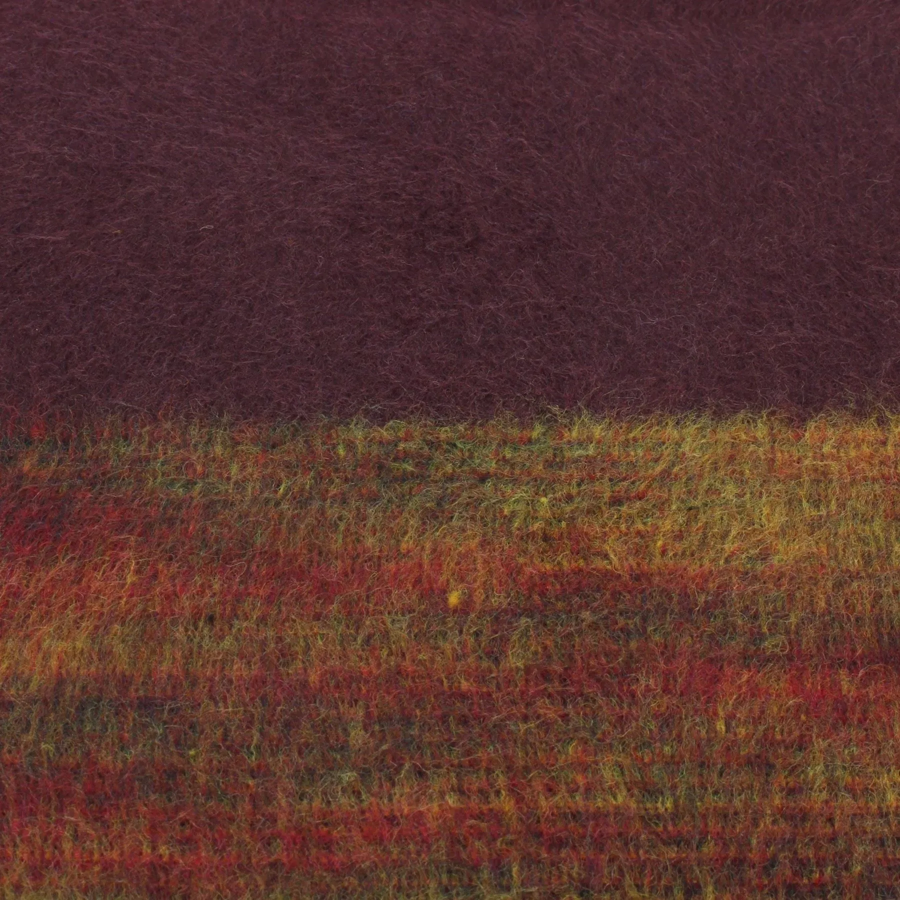 Tibetan Wool Blend Shawl Blanket - Maroon with Sunset Reverse