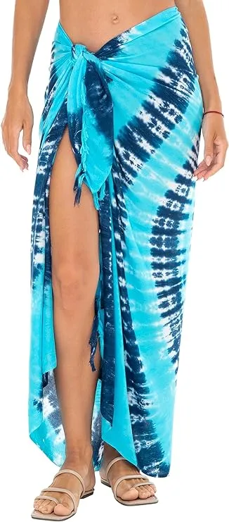 Tie-Dye Swirl Sarong Wrap - Beach Cover-Up by SHU-SHI