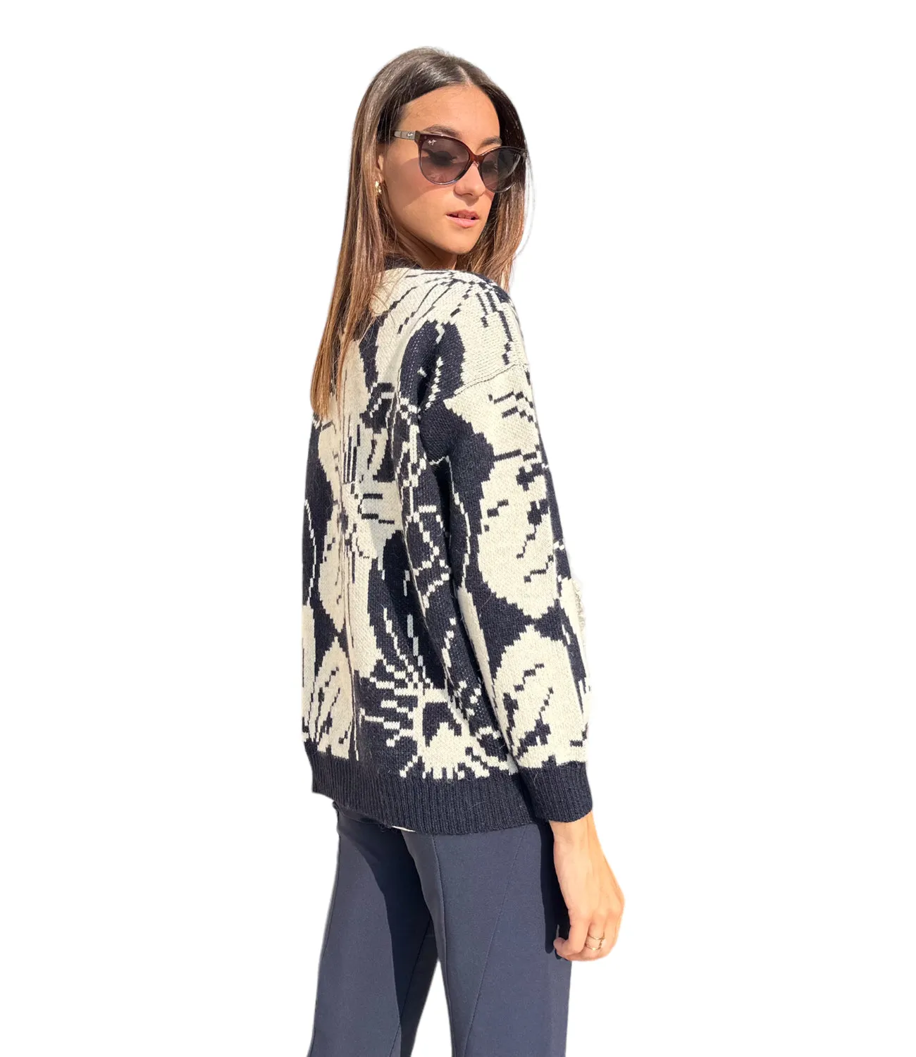 Vicolo blue flower pullover