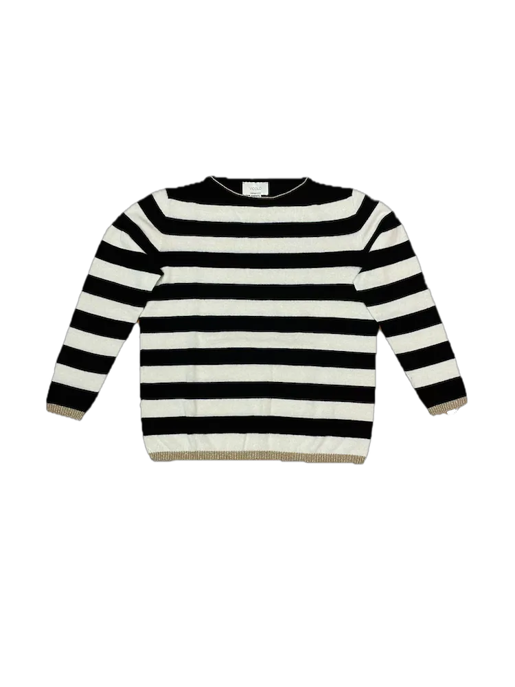 Vicolo cream black line cashmere pullover
