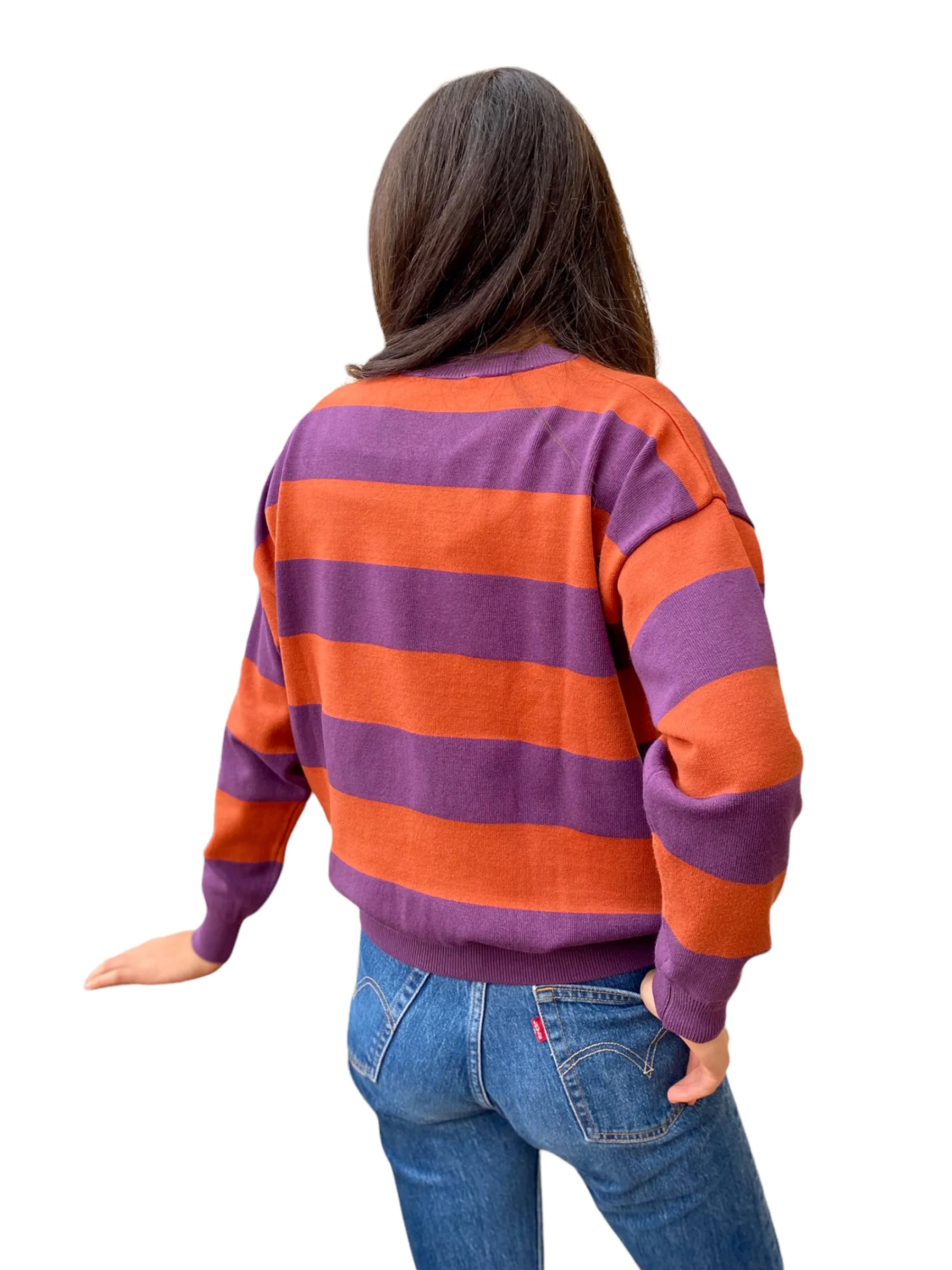 Vicolo purple rust stripped pullover