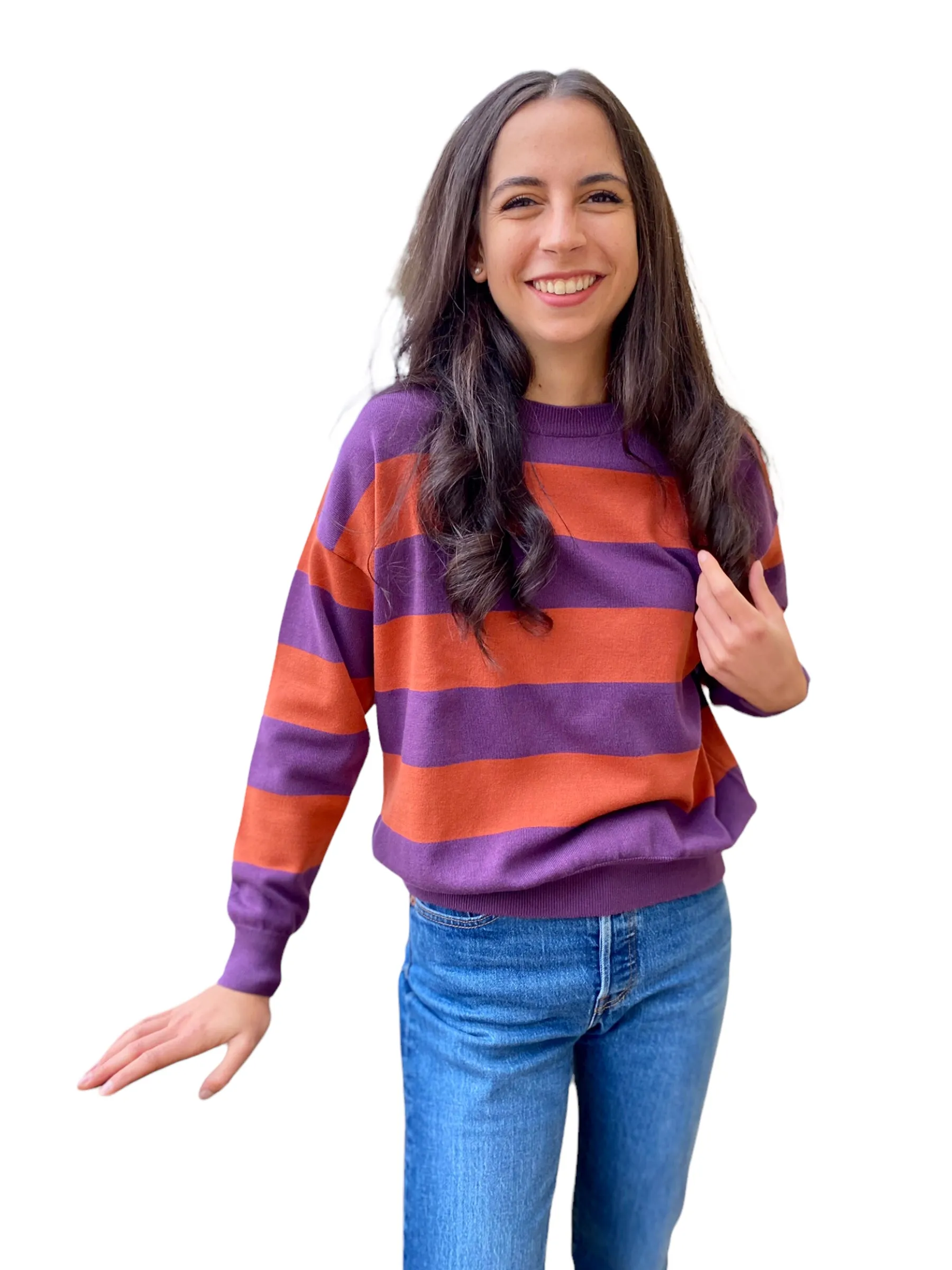 Vicolo purple rust stripped pullover